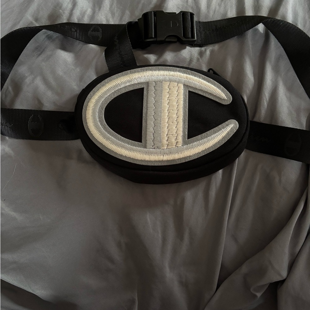 Champion Black and White Logo Waist Bag